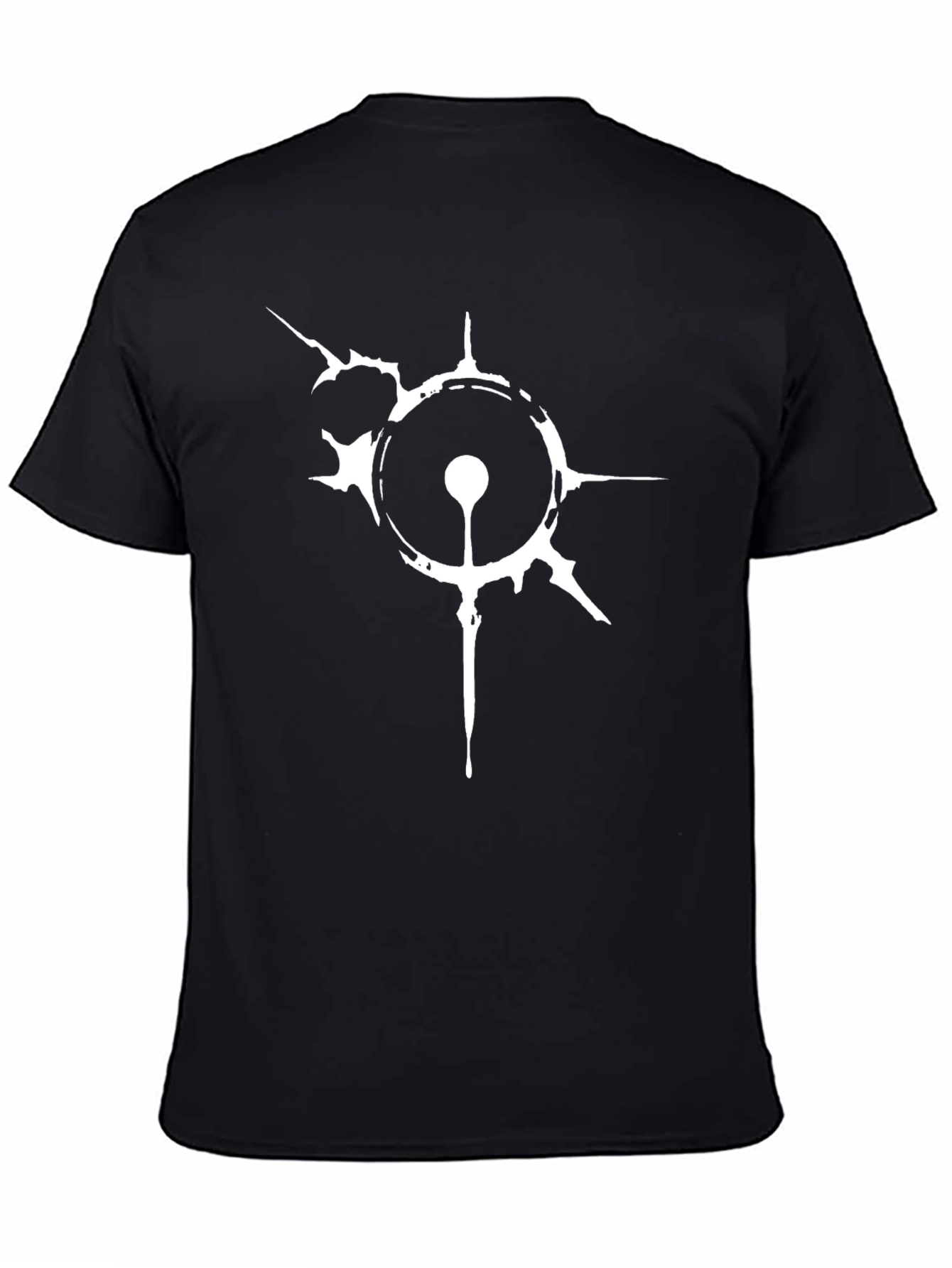 Abstract White Graphic Print Black T-Shirt