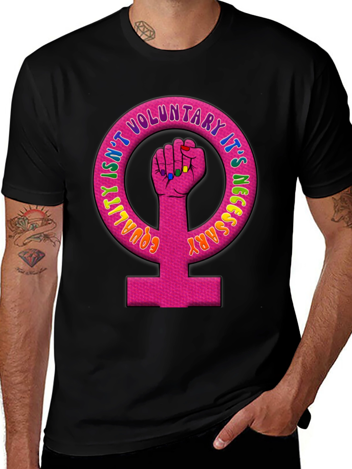 Equality Feminist Fist Black T-Shirt