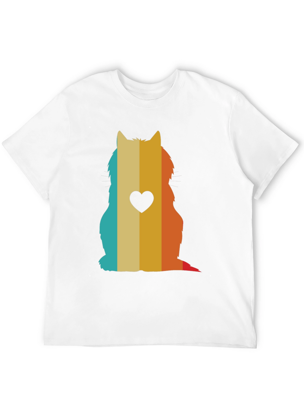 Retro Cat Silhouette T-Shirt - Heart Accent