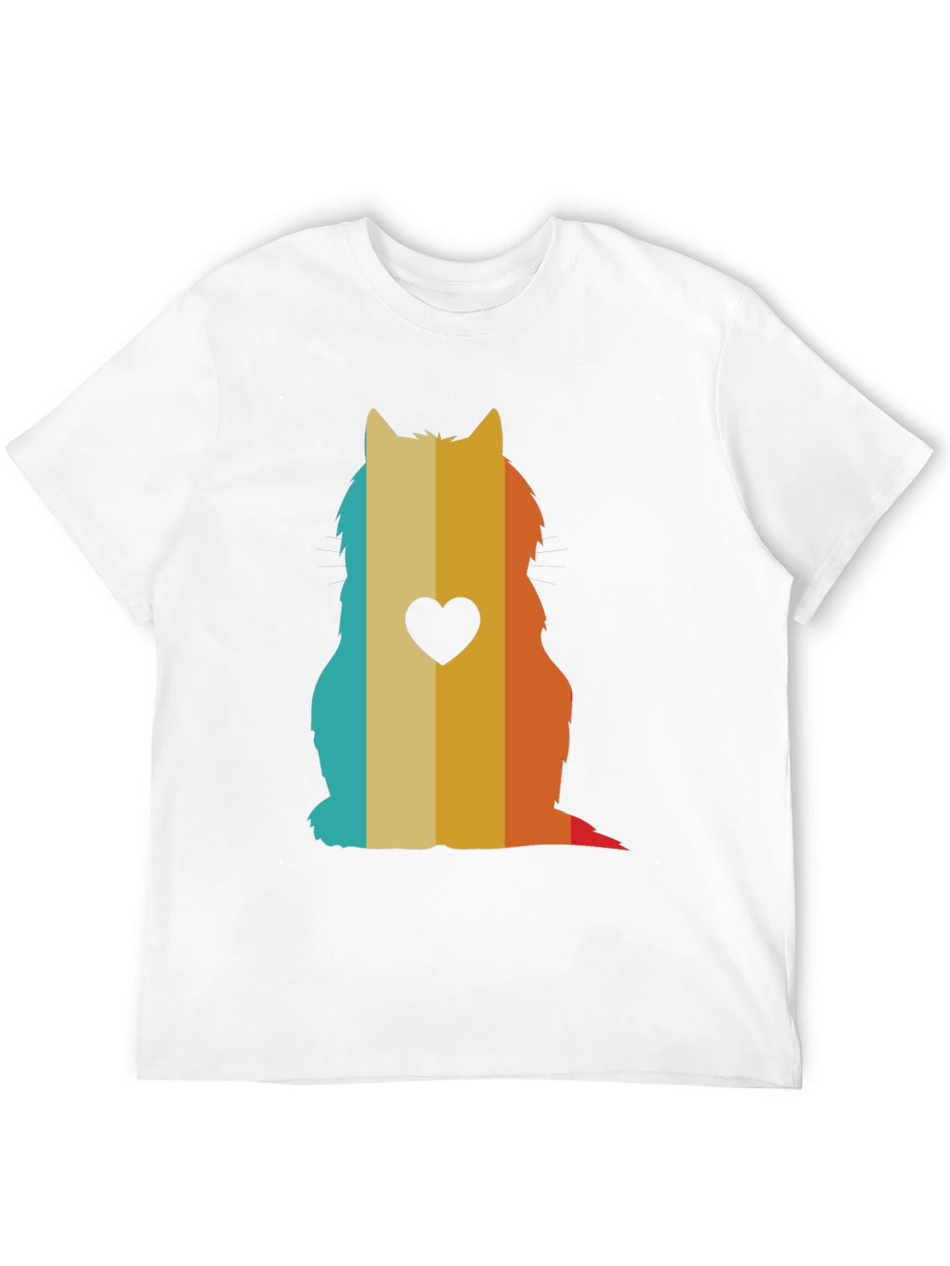 Retro Cat Silhouette T-Shirt - Heart Accent