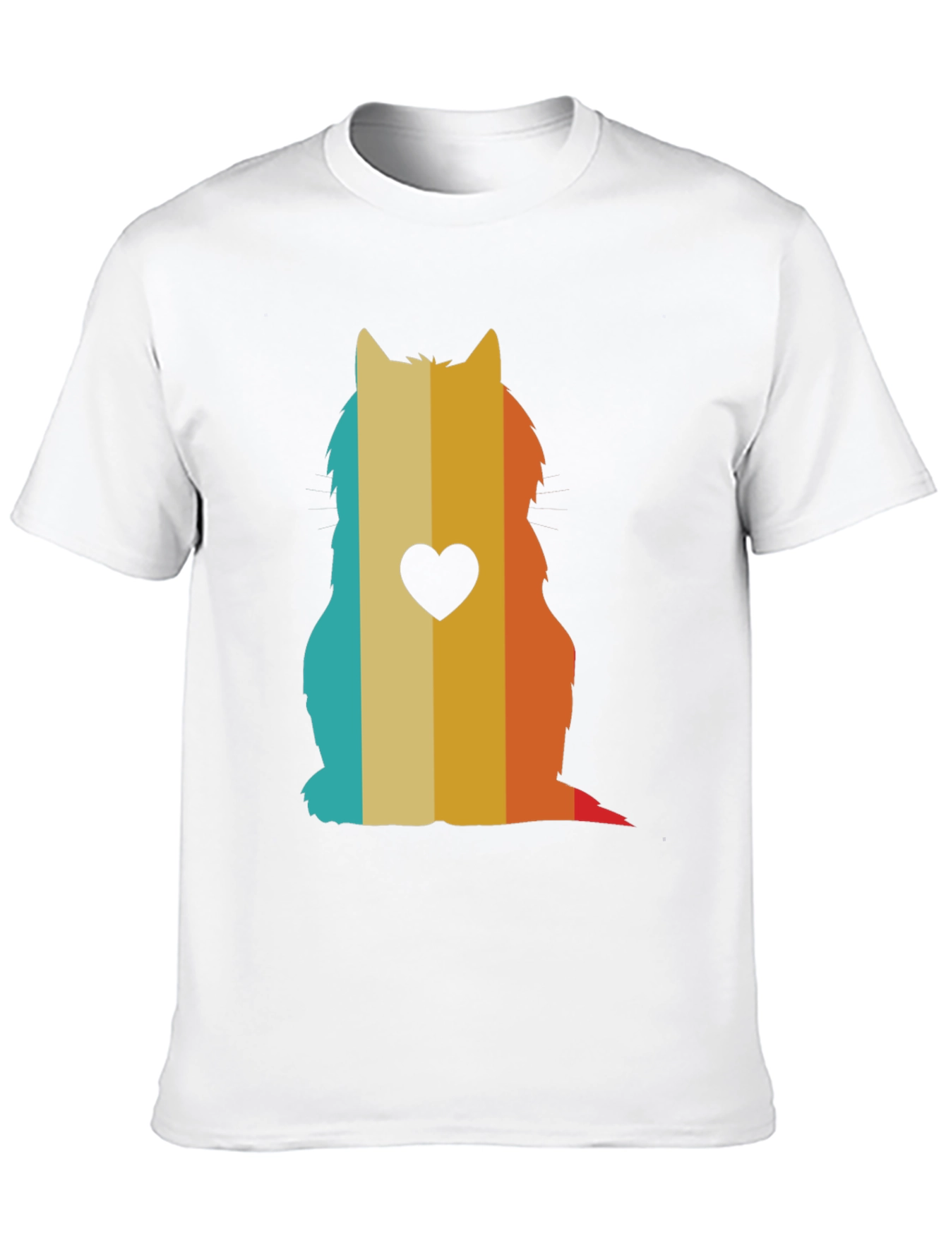 Retro Cat Silhouette T-Shirt - Heart Accent