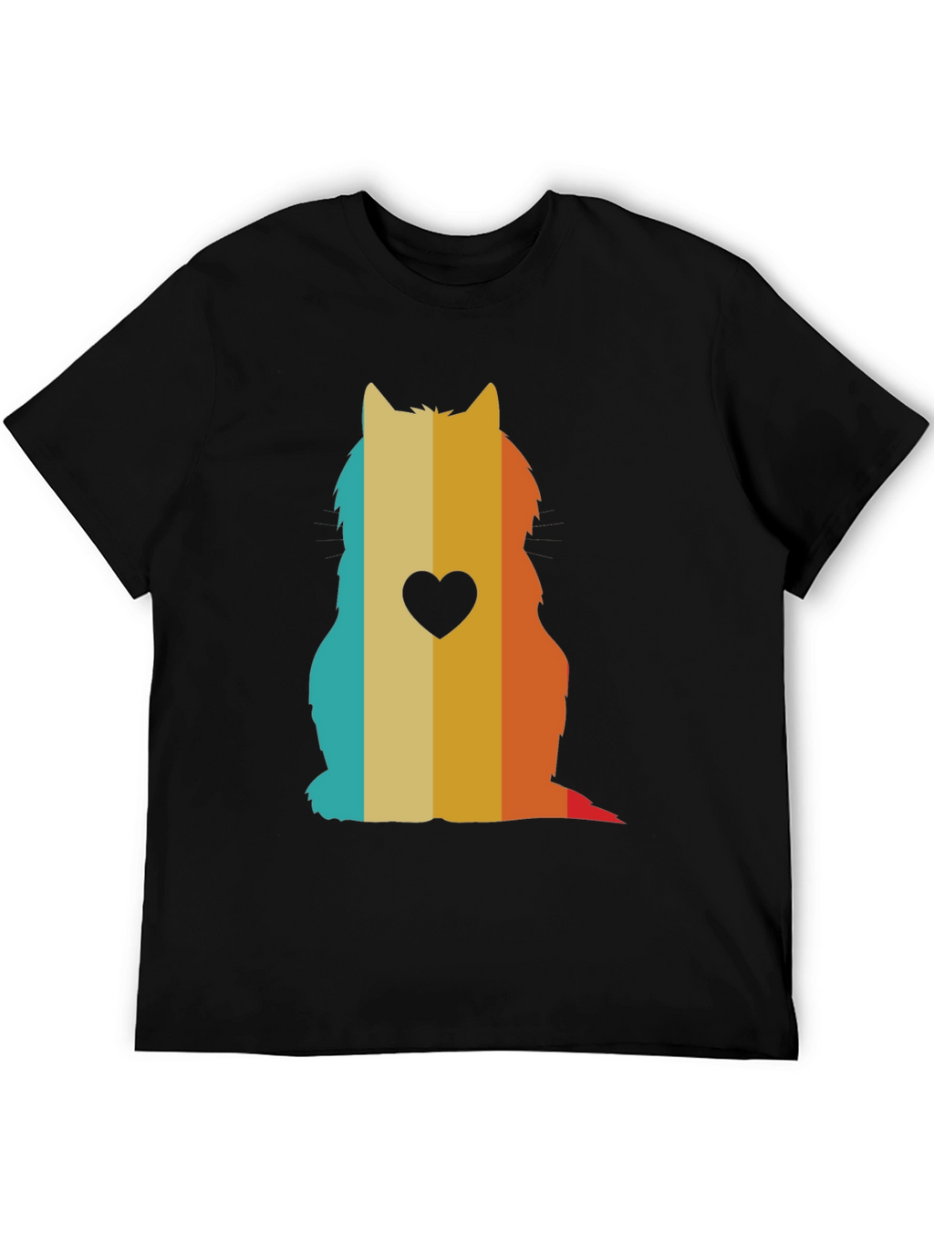 Retro Cat Silhouette T-Shirt - Heart Accent