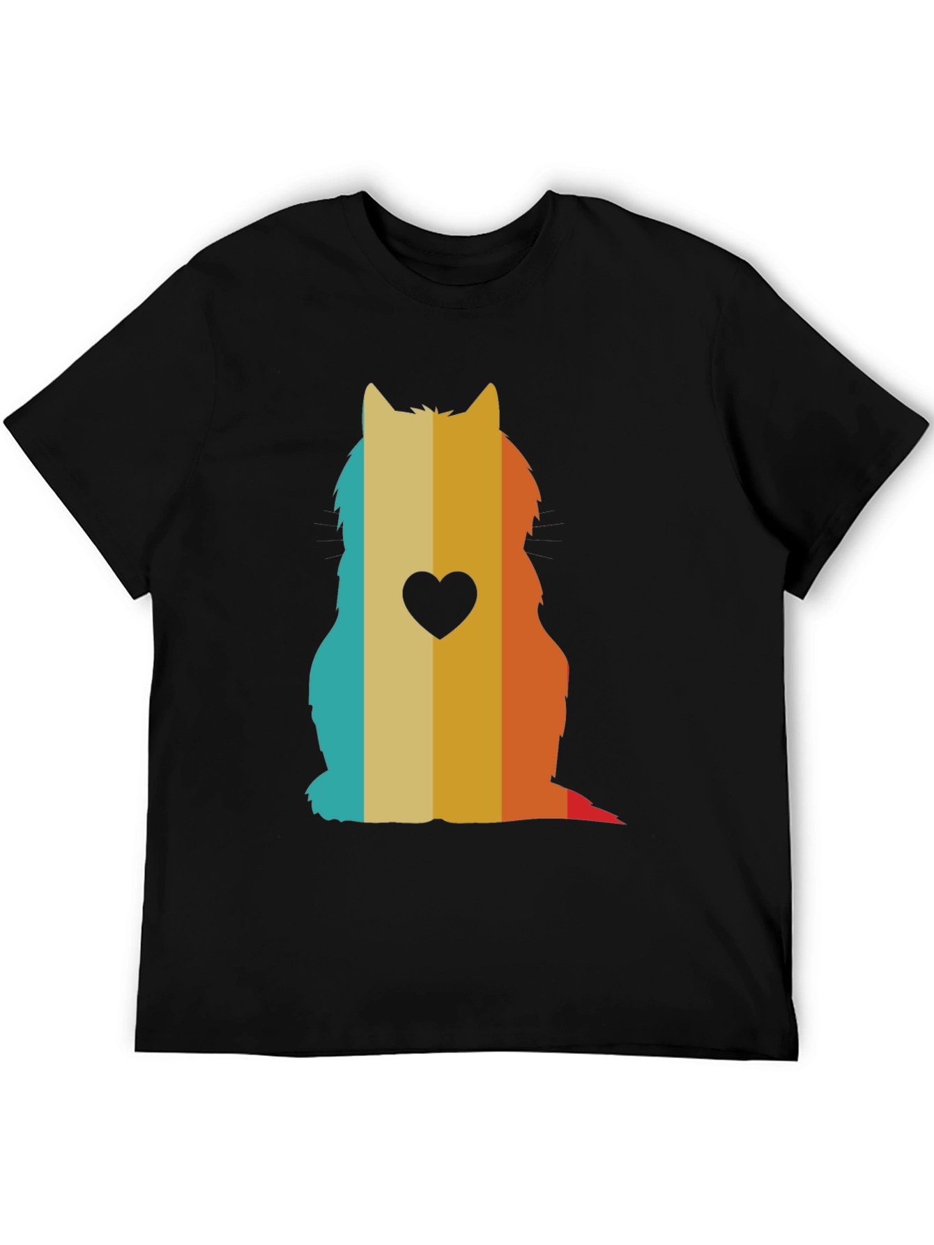 Retro Cat Silhouette T-Shirt - Heart Accent