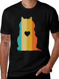 Retro Cat Silhouette T-Shirt - Heart Accent