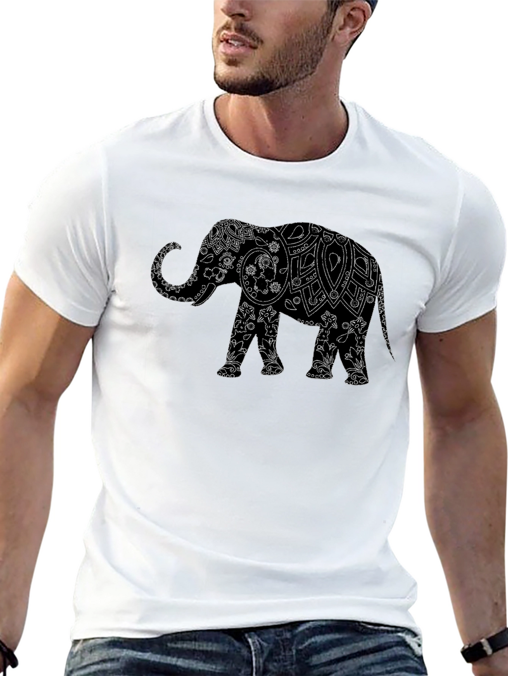 Elephant Graphic Black T-Shirt - Stylish Mens Tee