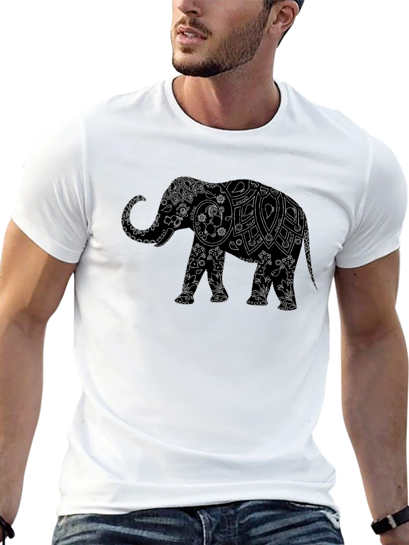 Elephant Graphic Black T-Shirt - Stylish Mens Tee