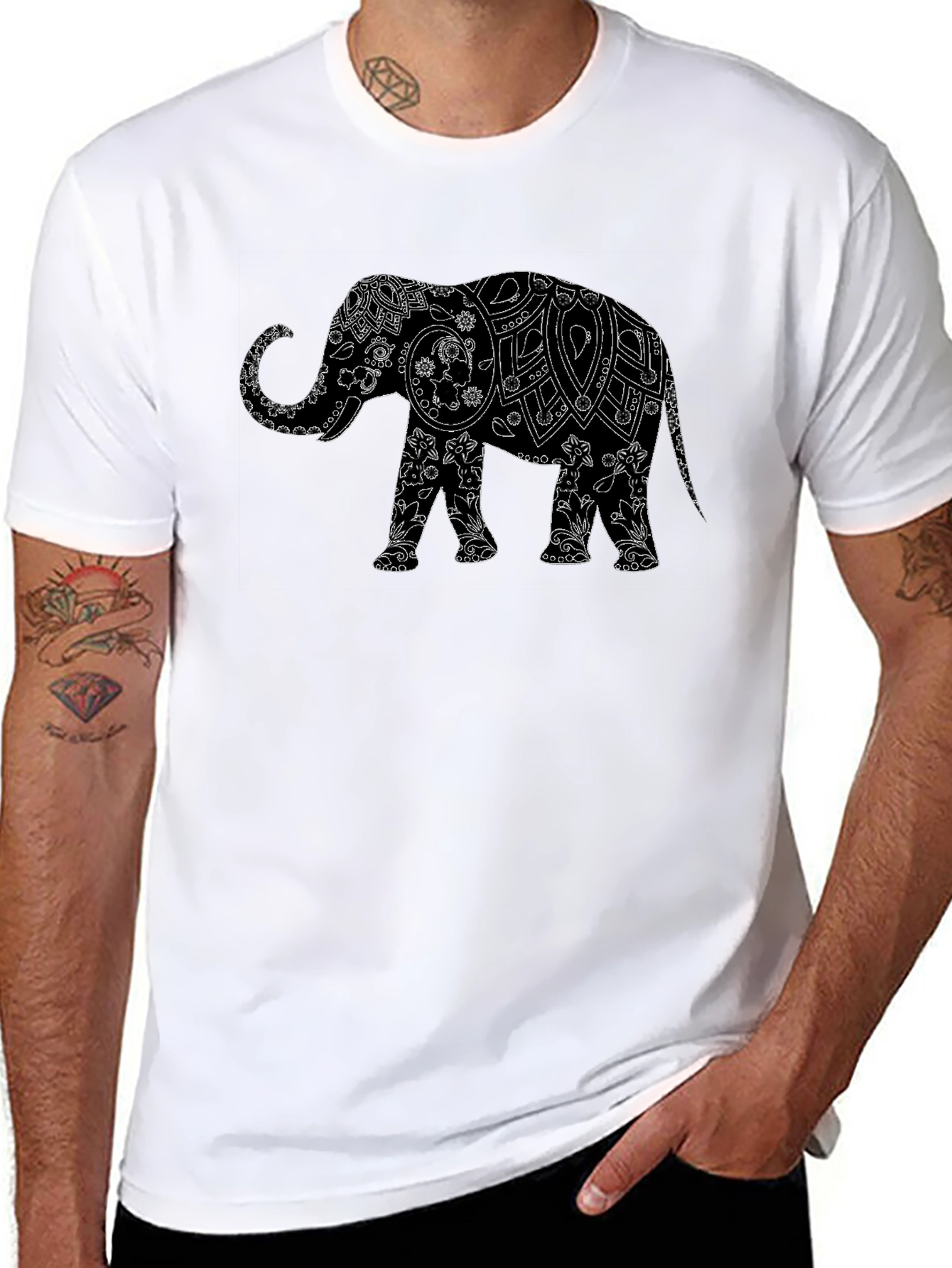 Elephant Graphic Black T-Shirt - Stylish Mens Tee