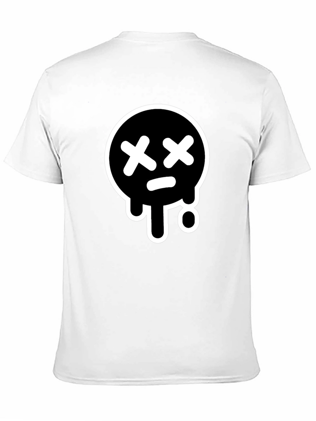 Black T-Shirt with White Drip Sad Face Design
