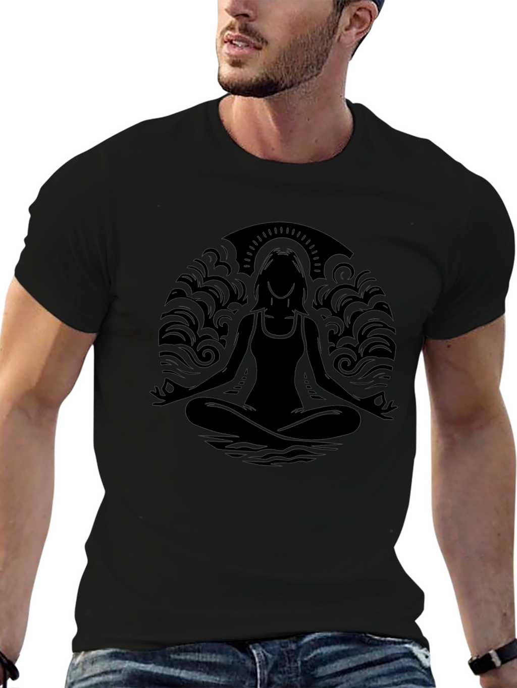 Yoga Meditation Black T-Shirt