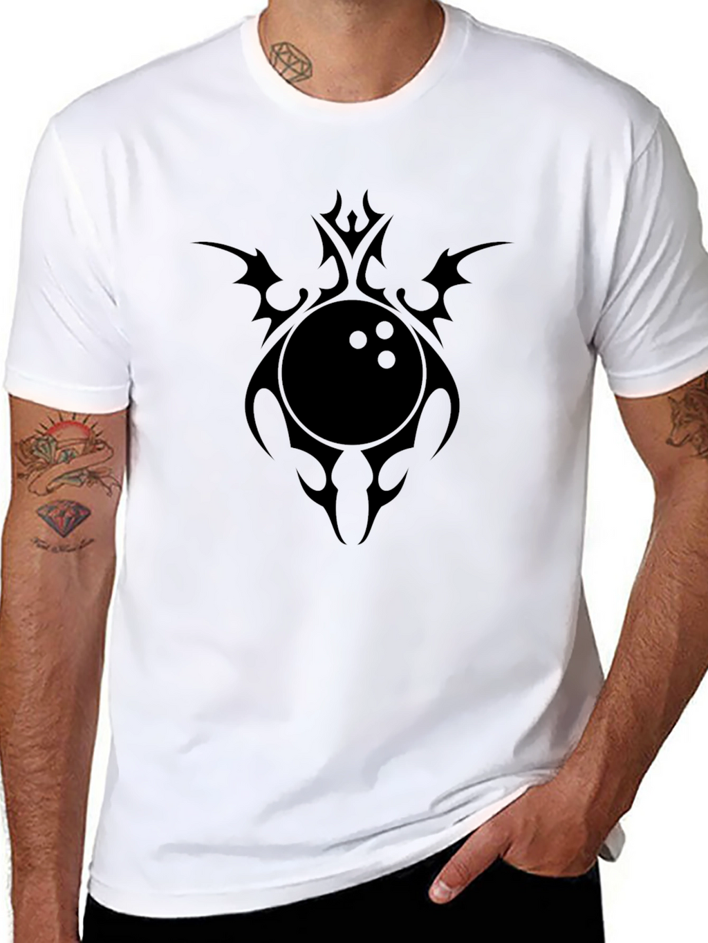 Mens Black T-Shirt with Bowling Ball Graphic Tee
