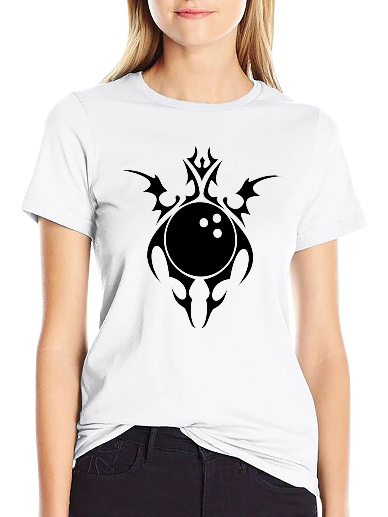 Mens Black T-Shirt with Bowling Ball Graphic Tee