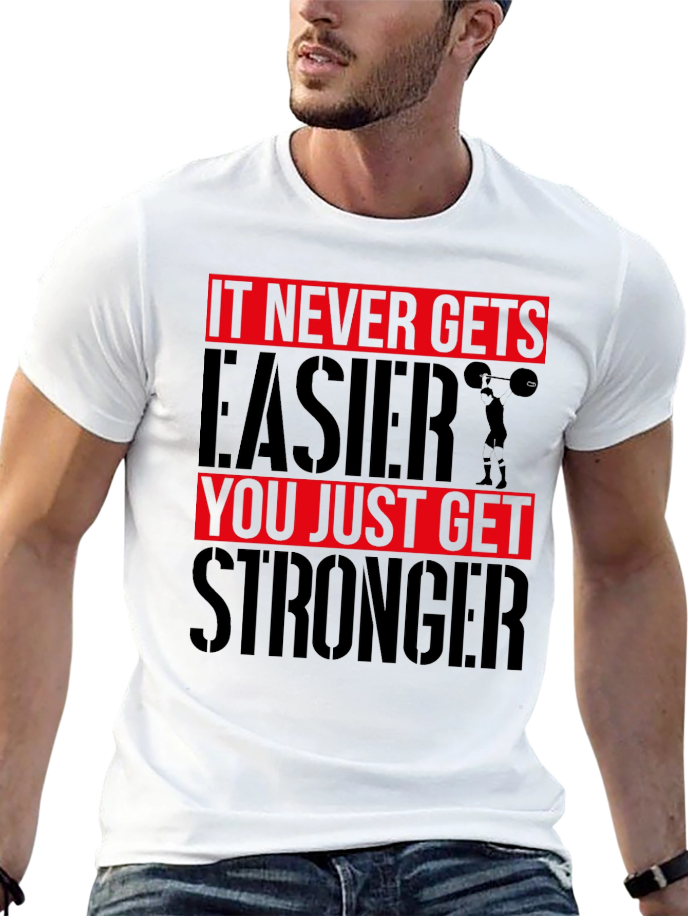 Motivational Workout T-Shirt: It Never Gets Easier