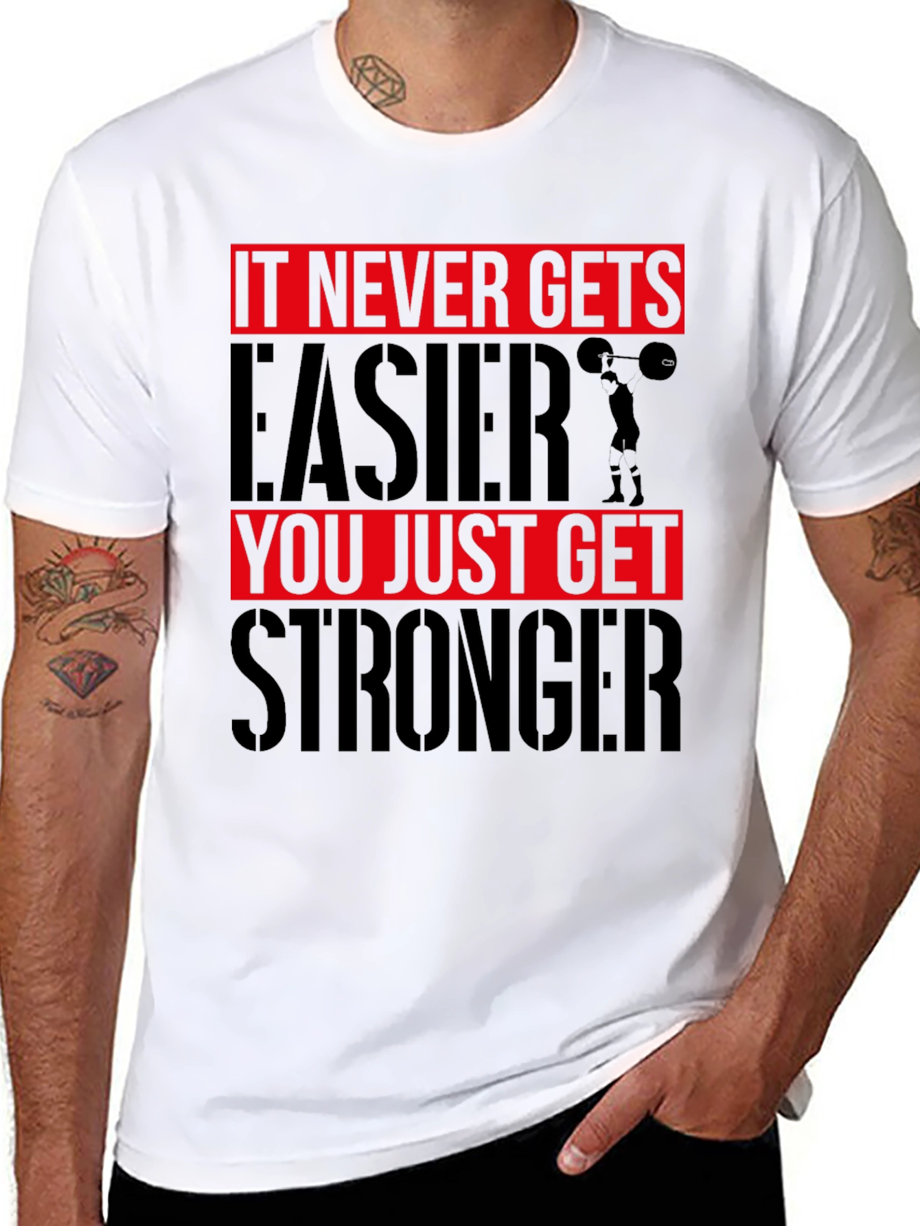 Motivational Workout T-Shirt: It Never Gets Easier