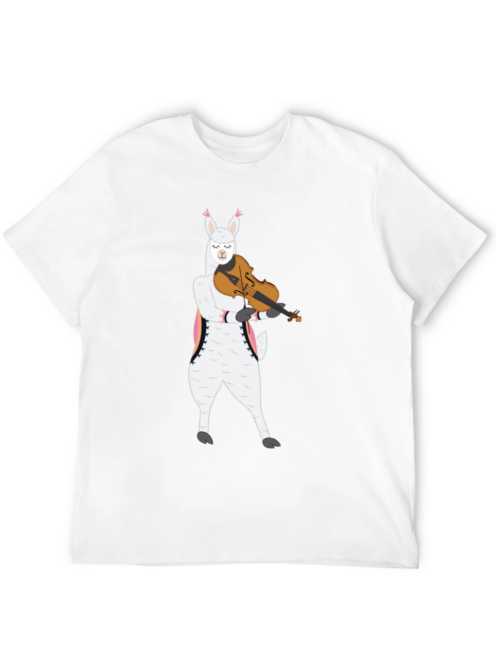 Llama Violinist Graphic Tee - Playful Black T-Shirt
