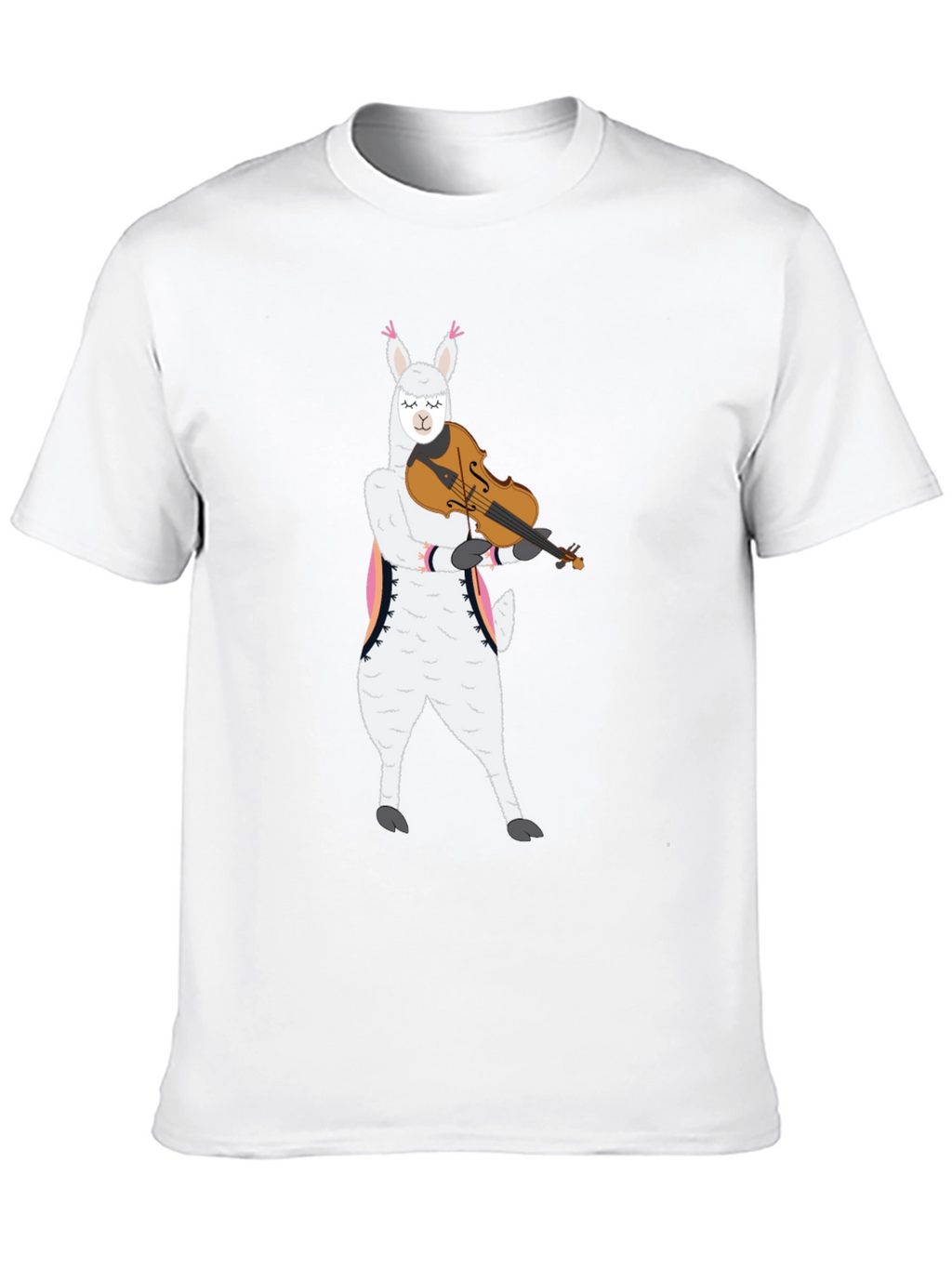 Llama Violinist Graphic Tee - Playful Black T-Shirt
