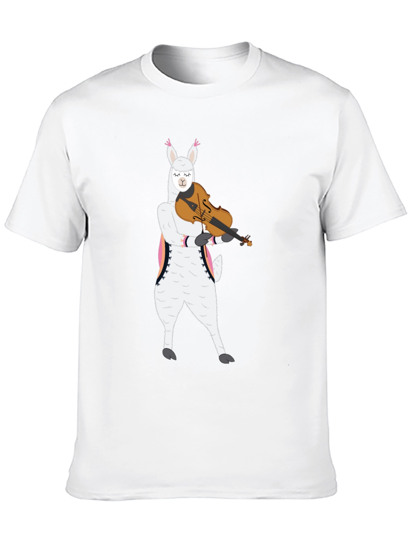 Llama Violinist Graphic Tee - Playful Black T-Shirt
