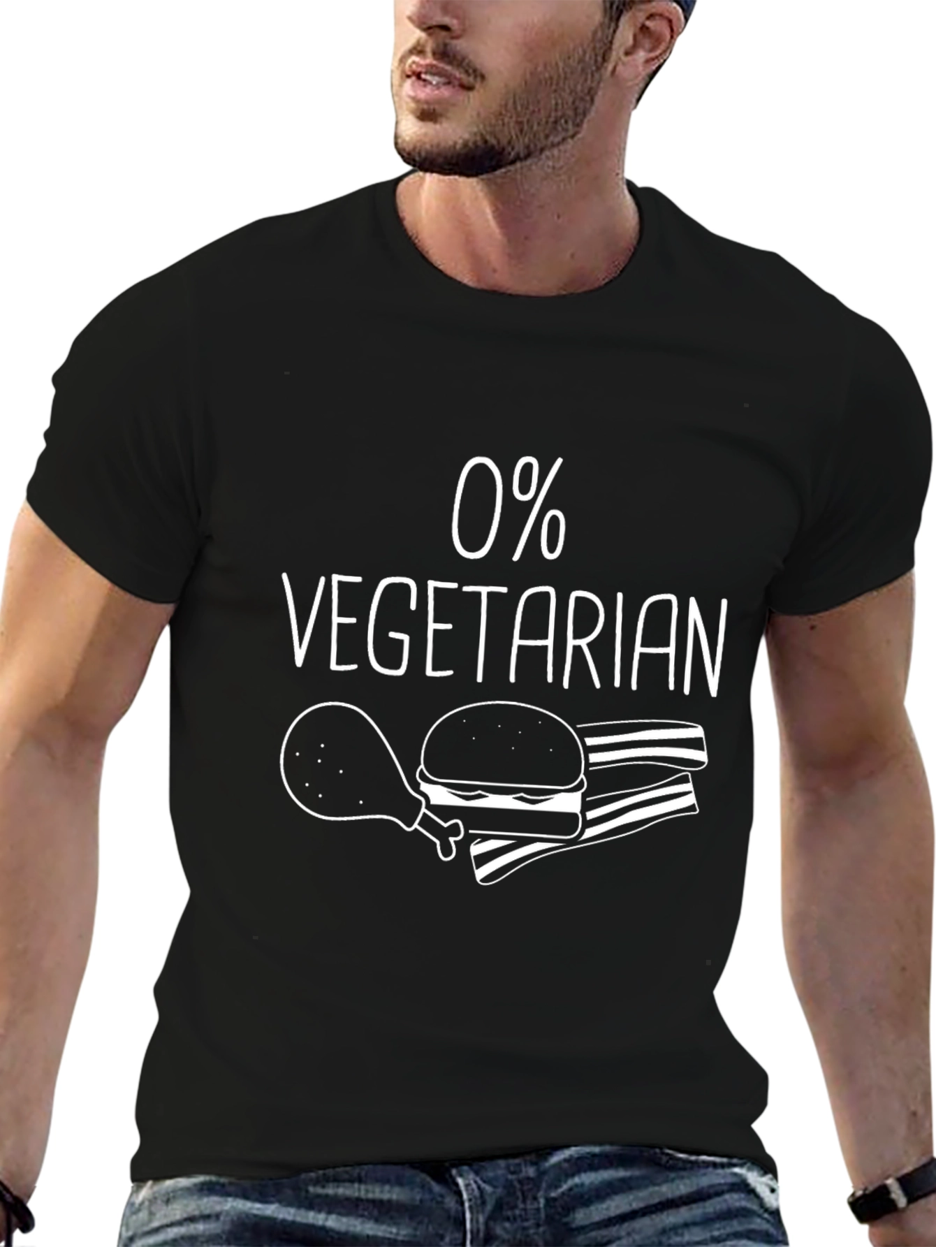 0% Vegetarian Funny Graphic T-Shirt