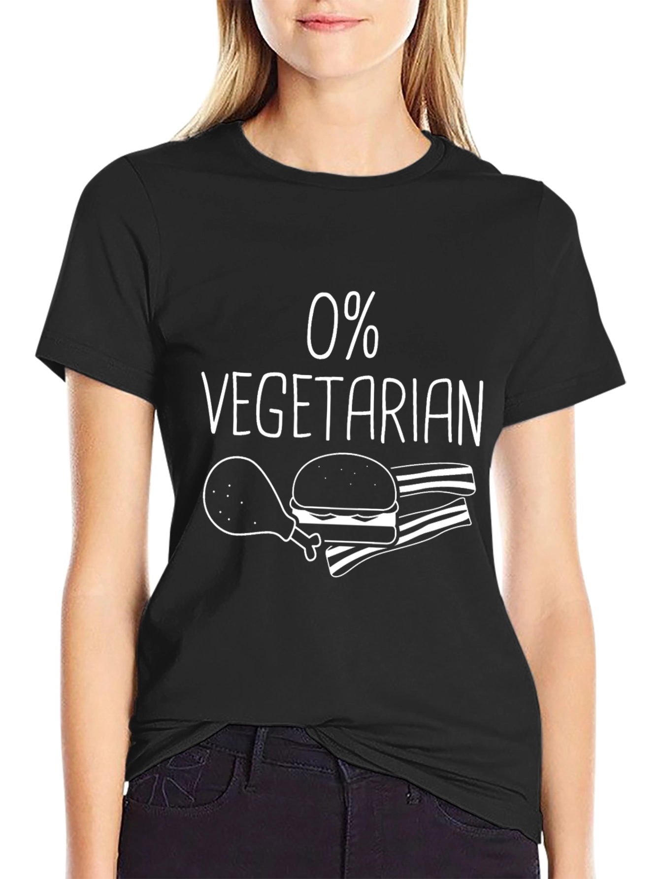 0% Vegetarian Funny Graphic T-Shirt