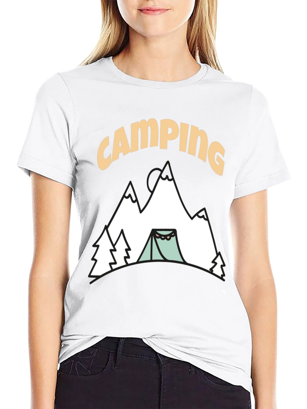 Camping Graphic T-Shirt - Black Cotton Tee