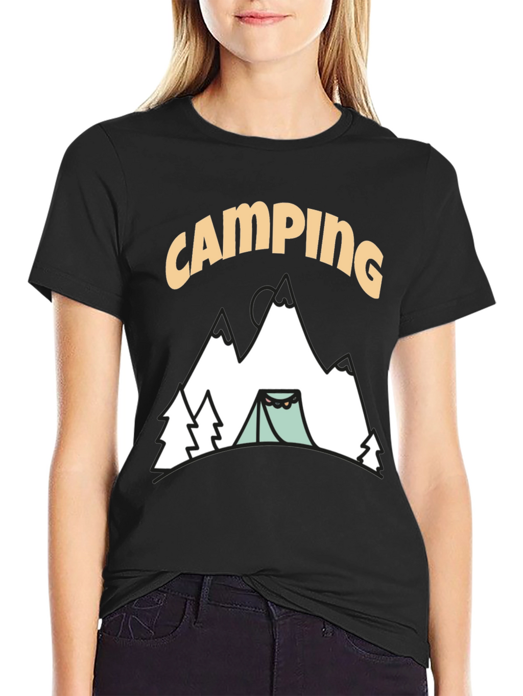 Camping Graphic T-Shirt - Black Cotton Tee