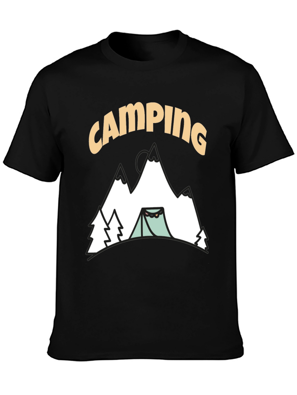 Camping Graphic T-Shirt - Black Cotton Tee