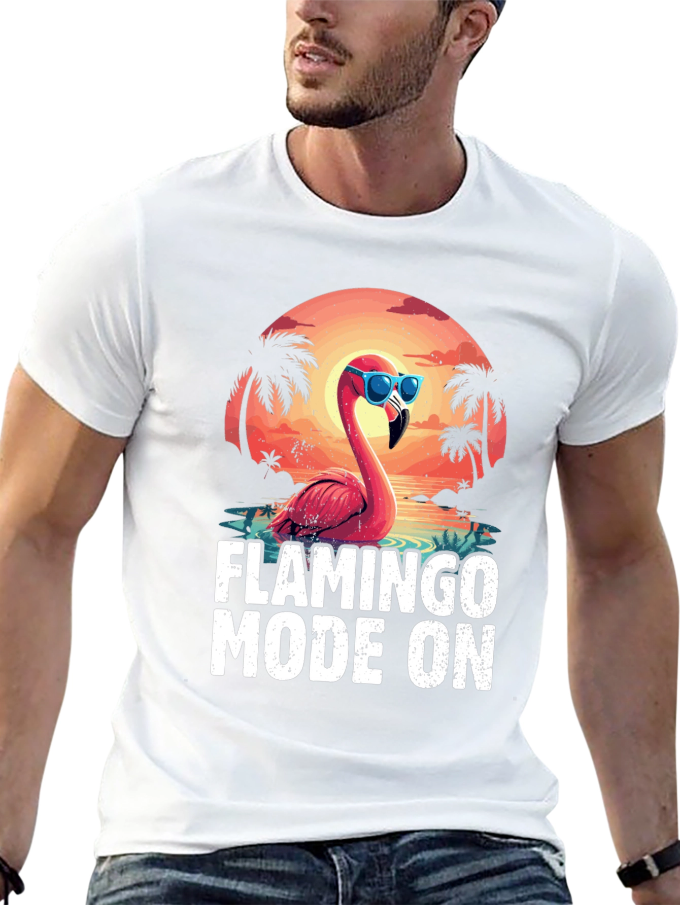 Flamingo Mode On Graphic Tee - Tropical Vacation Ready!
