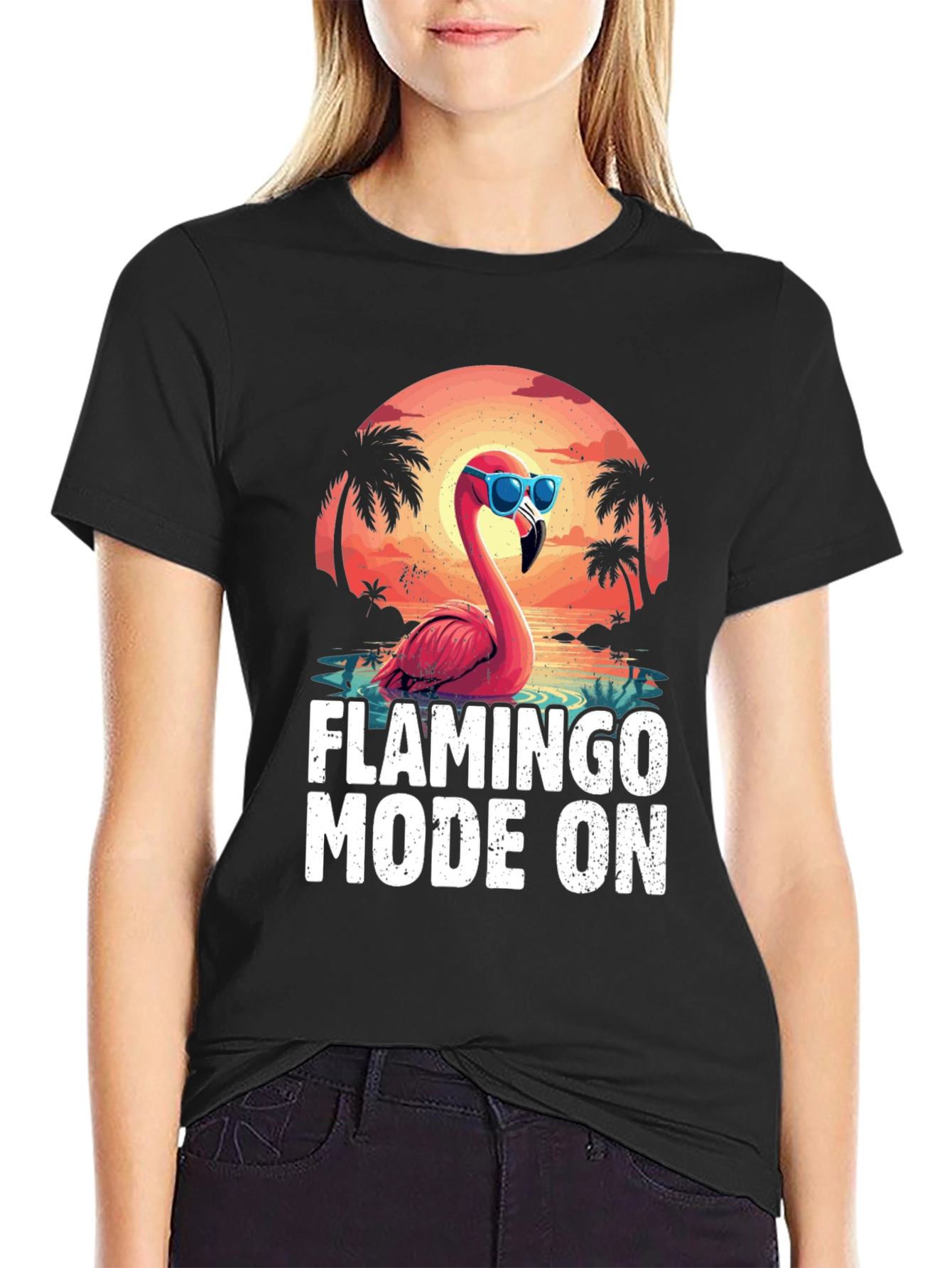 Flamingo Mode On Graphic Tee - Tropical Vacation Ready!