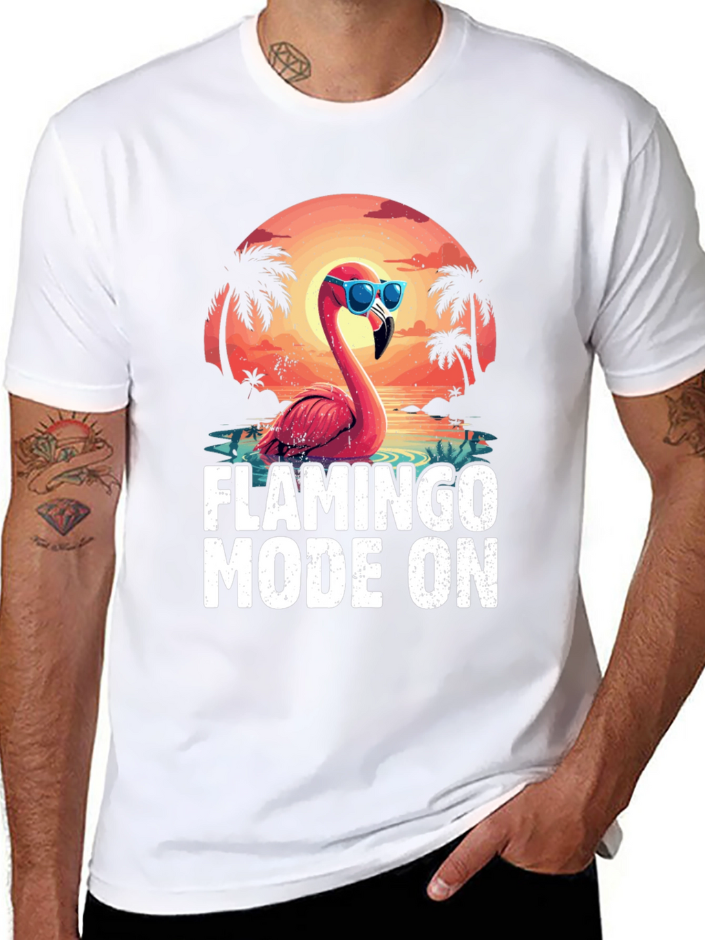Flamingo Mode On Graphic Tee - Tropical Vacation Ready!