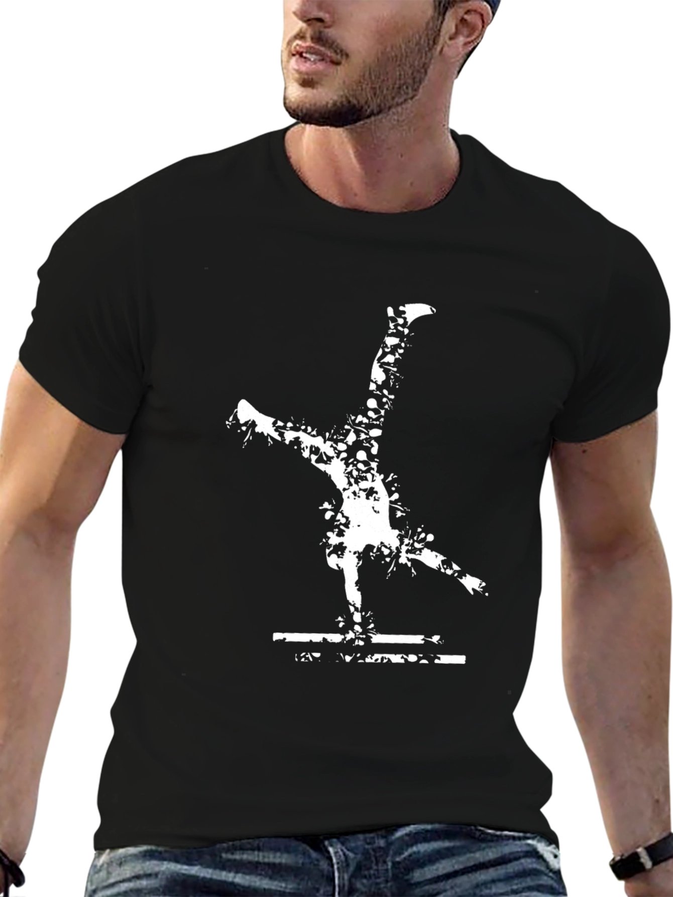 Cool Gymnast T-Shirt: Black Cotton Tee with Fun Graphic