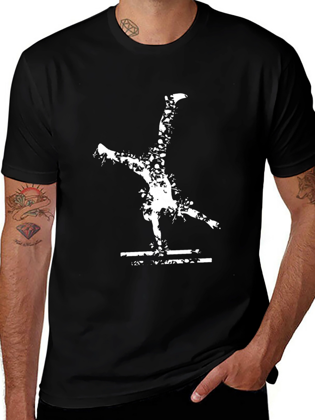 Cool Gymnast T-Shirt: Black Cotton Tee with Fun Graphic