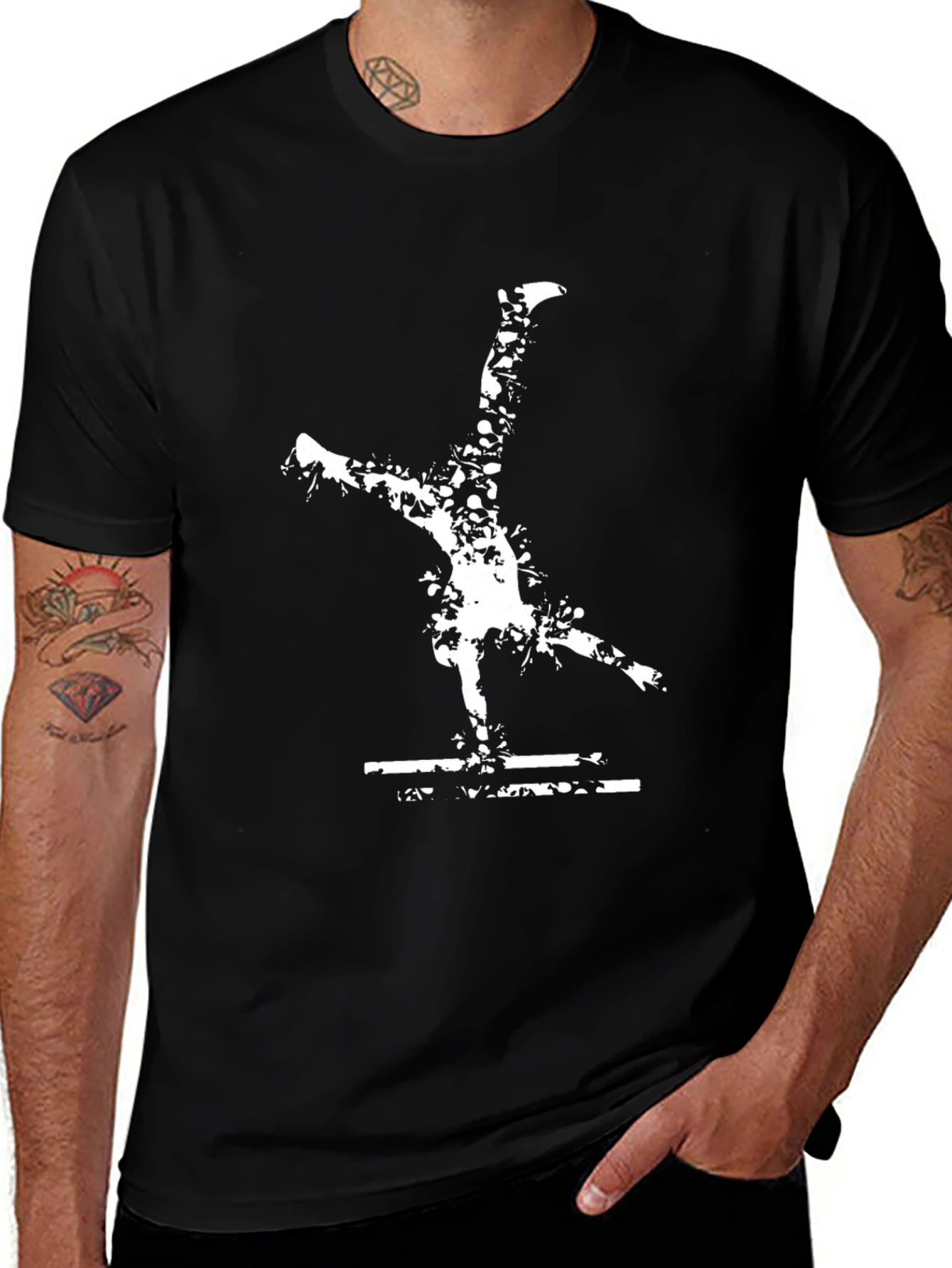 Cool Gymnast T-Shirt: Black Cotton Tee with Fun Graphic