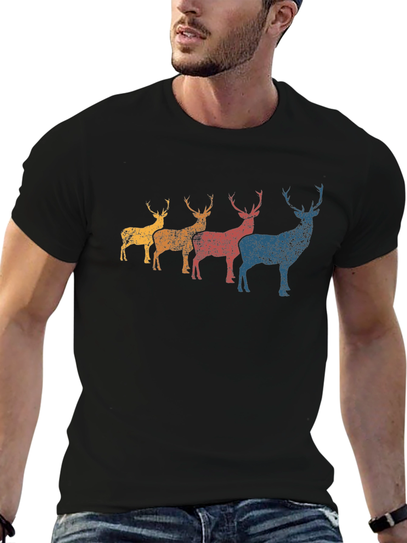 Retro Deer Graphic T-Shirt