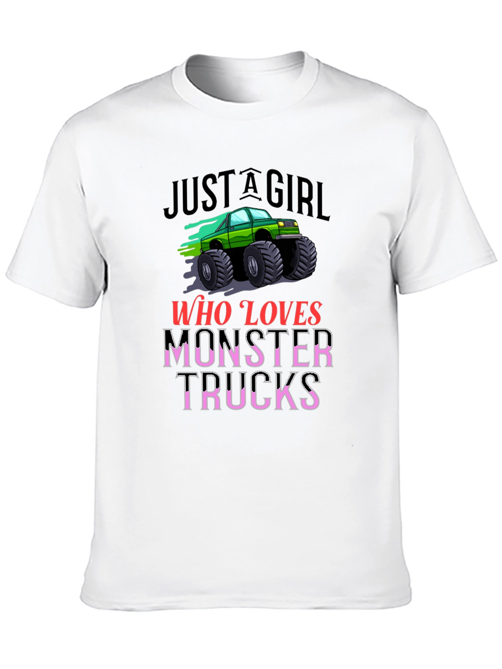 Monster Truck Loving Girl Black Graphic T-Shirt