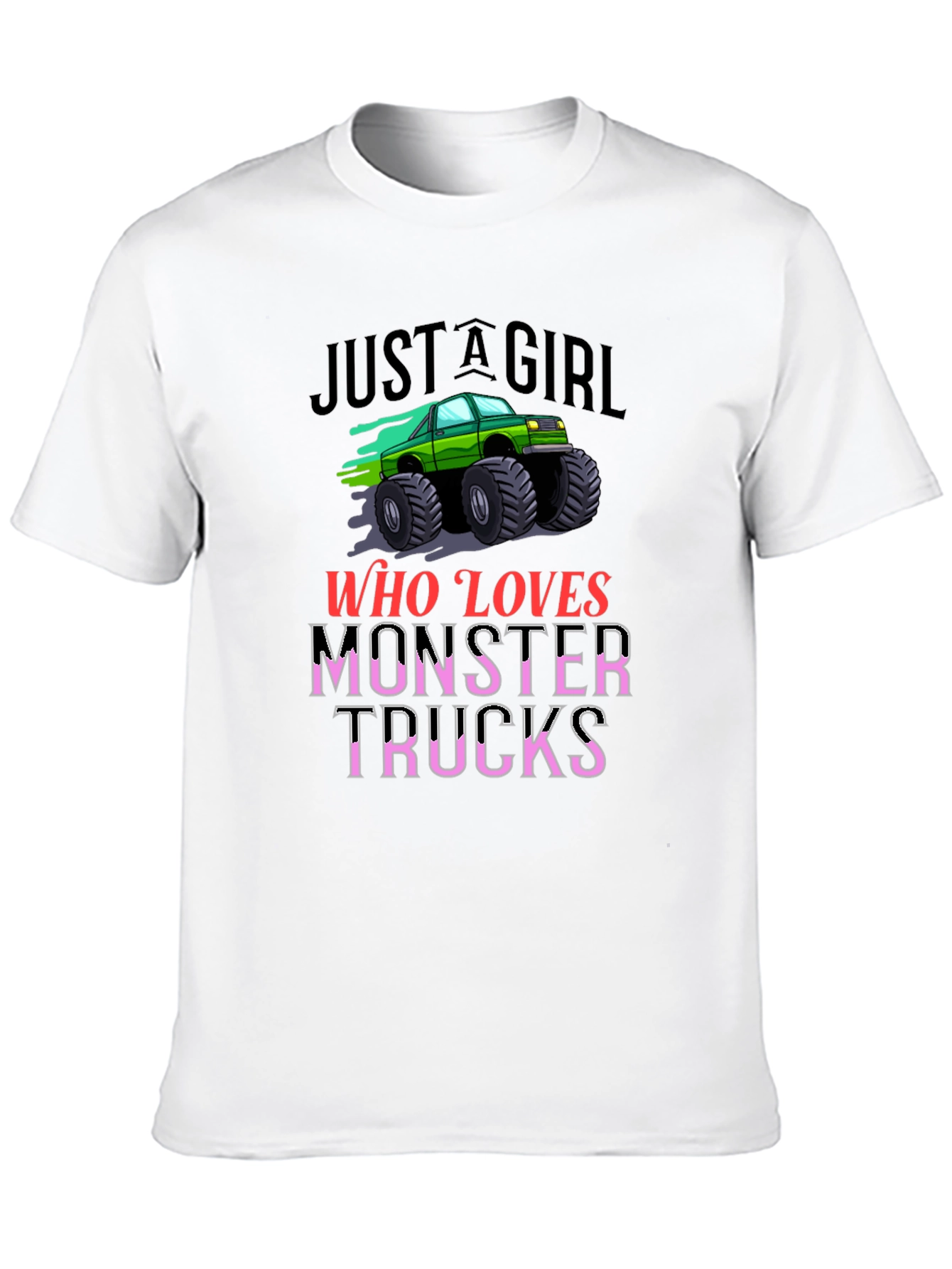 Monster Truck Loving Girl Black Graphic T-Shirt