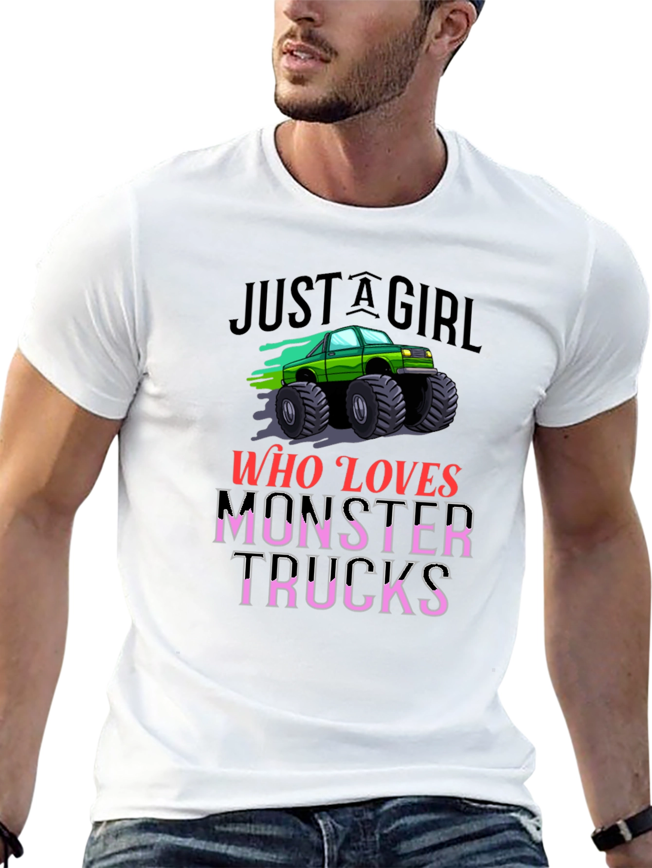 Monster Truck Loving Girl Black Graphic T-Shirt