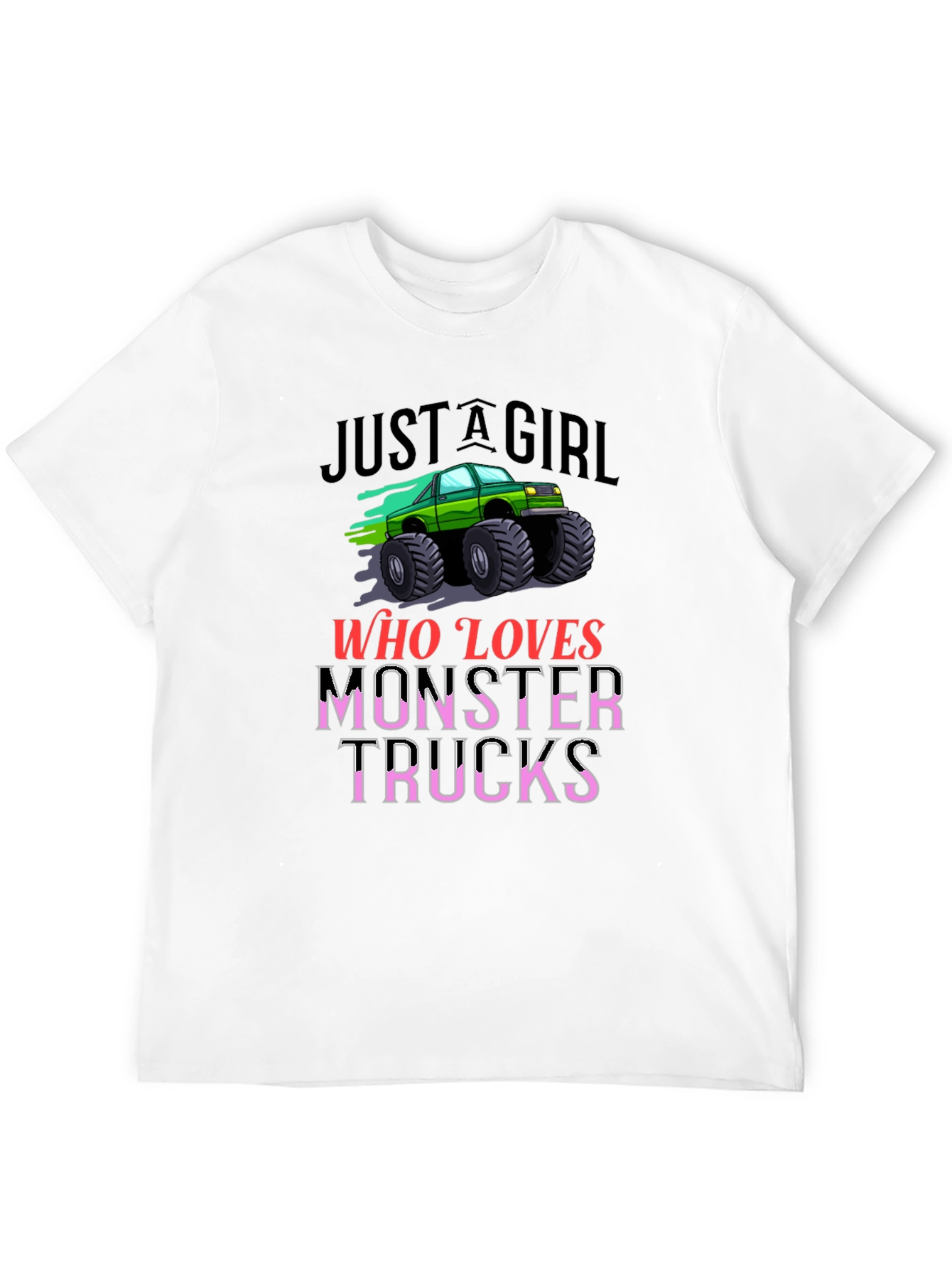 Monster Truck Loving Girl Black Graphic T-Shirt