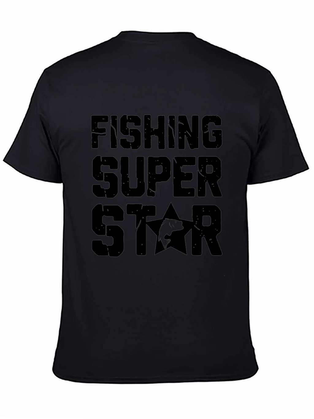 Fishing Super Star Black T-Shirt