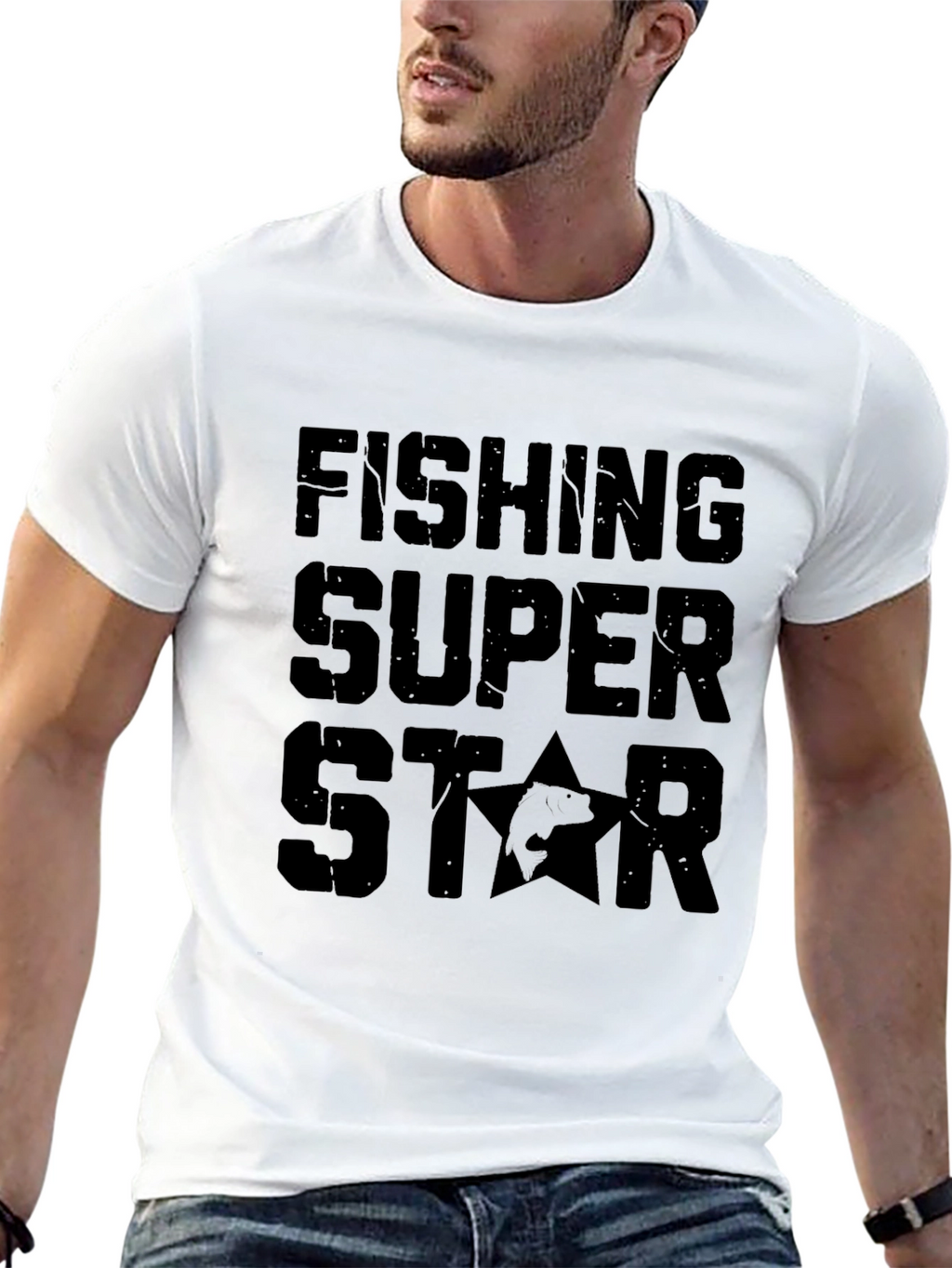 Fishing Super Star Black T-Shirt