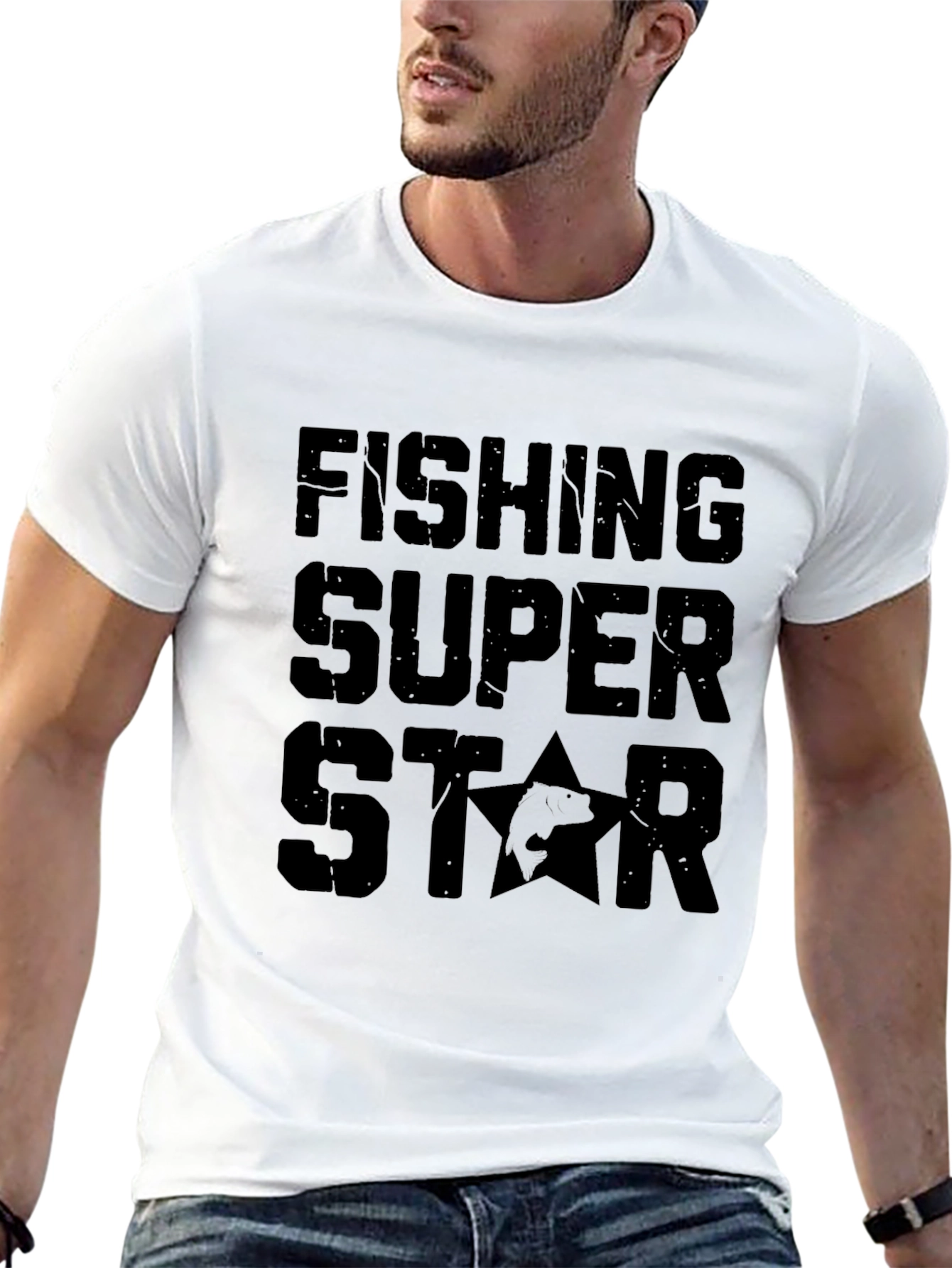Fishing Super Star Black T-Shirt