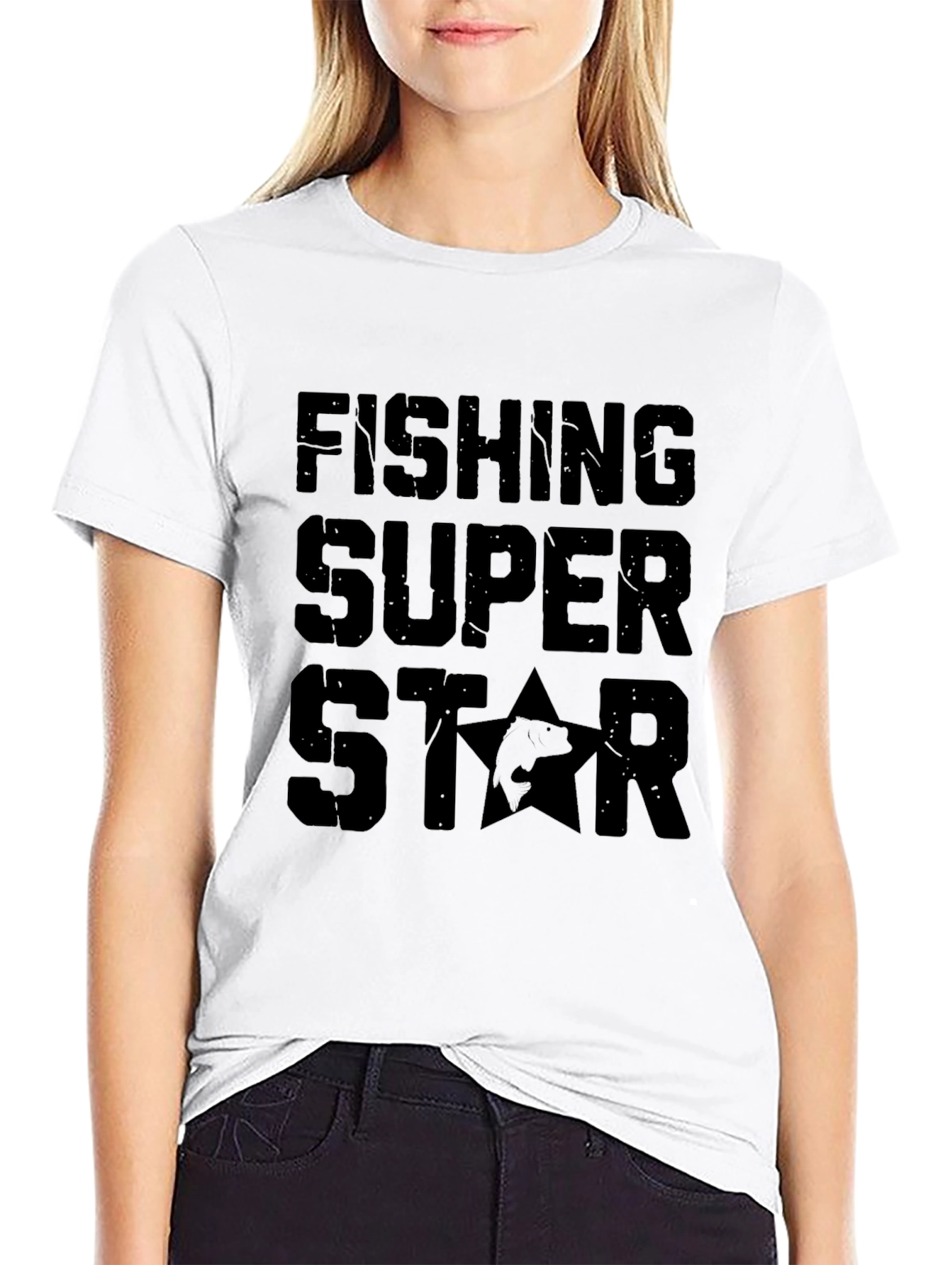 Fishing Super Star Black T-Shirt