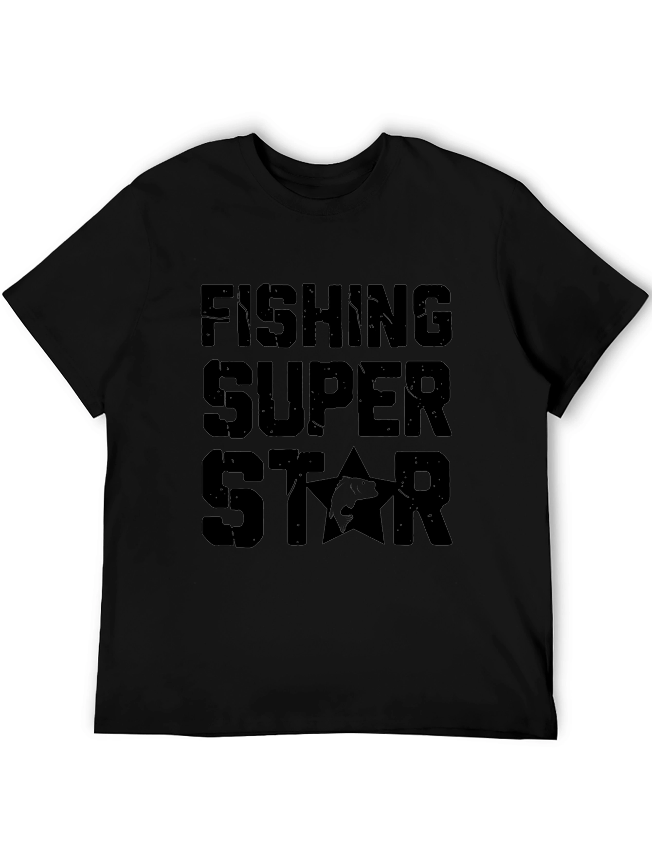 Fishing Super Star Black T-Shirt