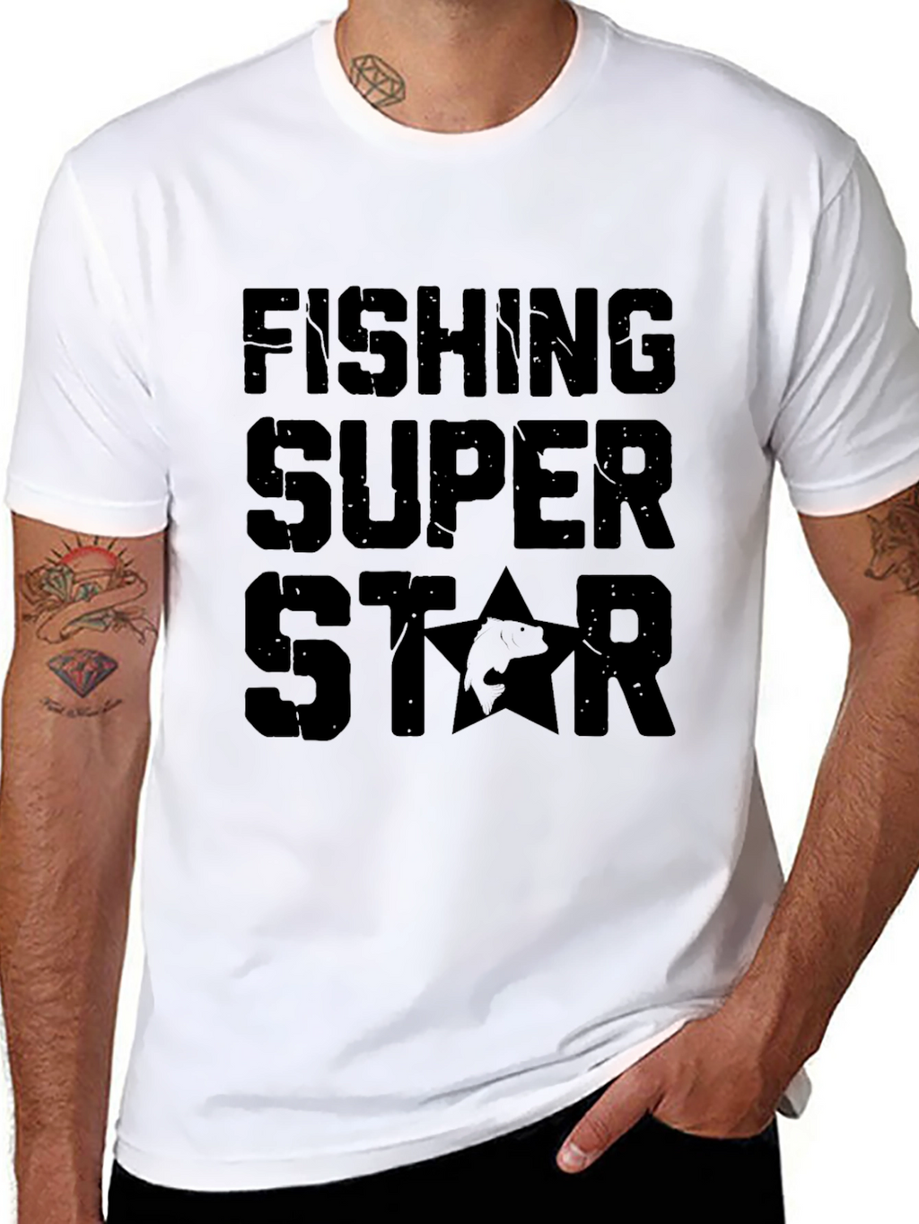 Fishing Super Star Black T-Shirt