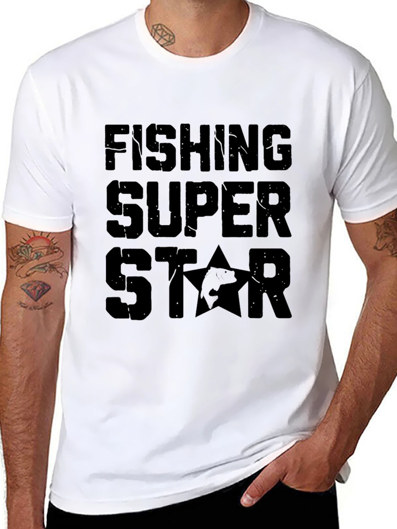 Fishing Super Star Black T-Shirt