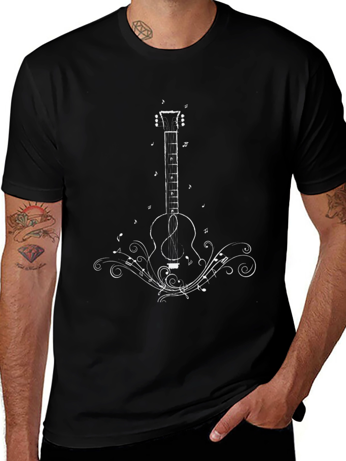 Guitar Music T-Shirt - Black Cotton Blend Tee