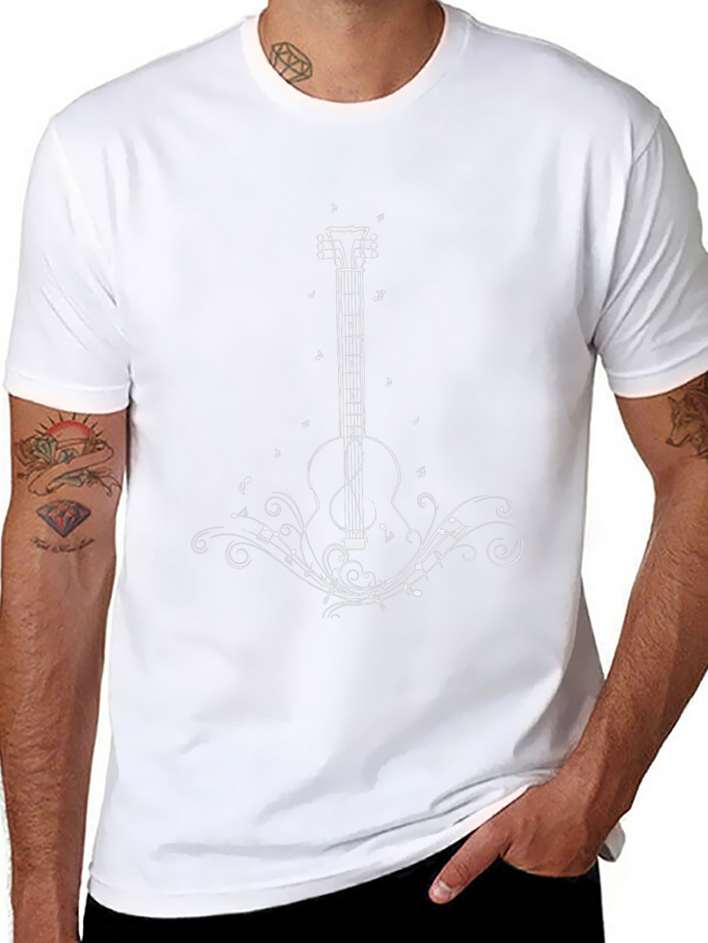Guitar Music T-Shirt - Black Cotton Blend Tee