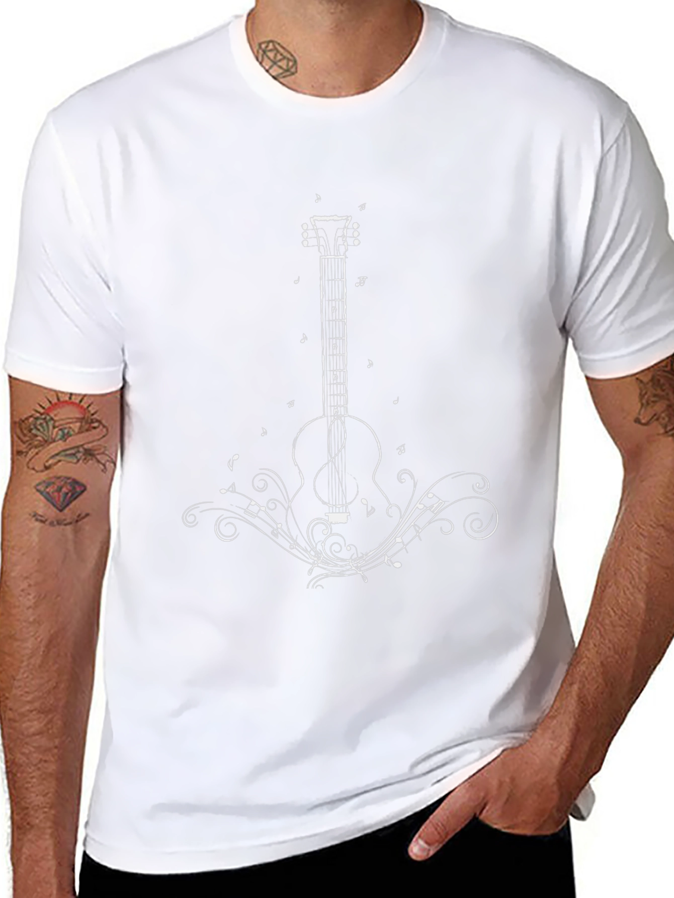 Guitar Music T-Shirt - Black Cotton Blend Tee