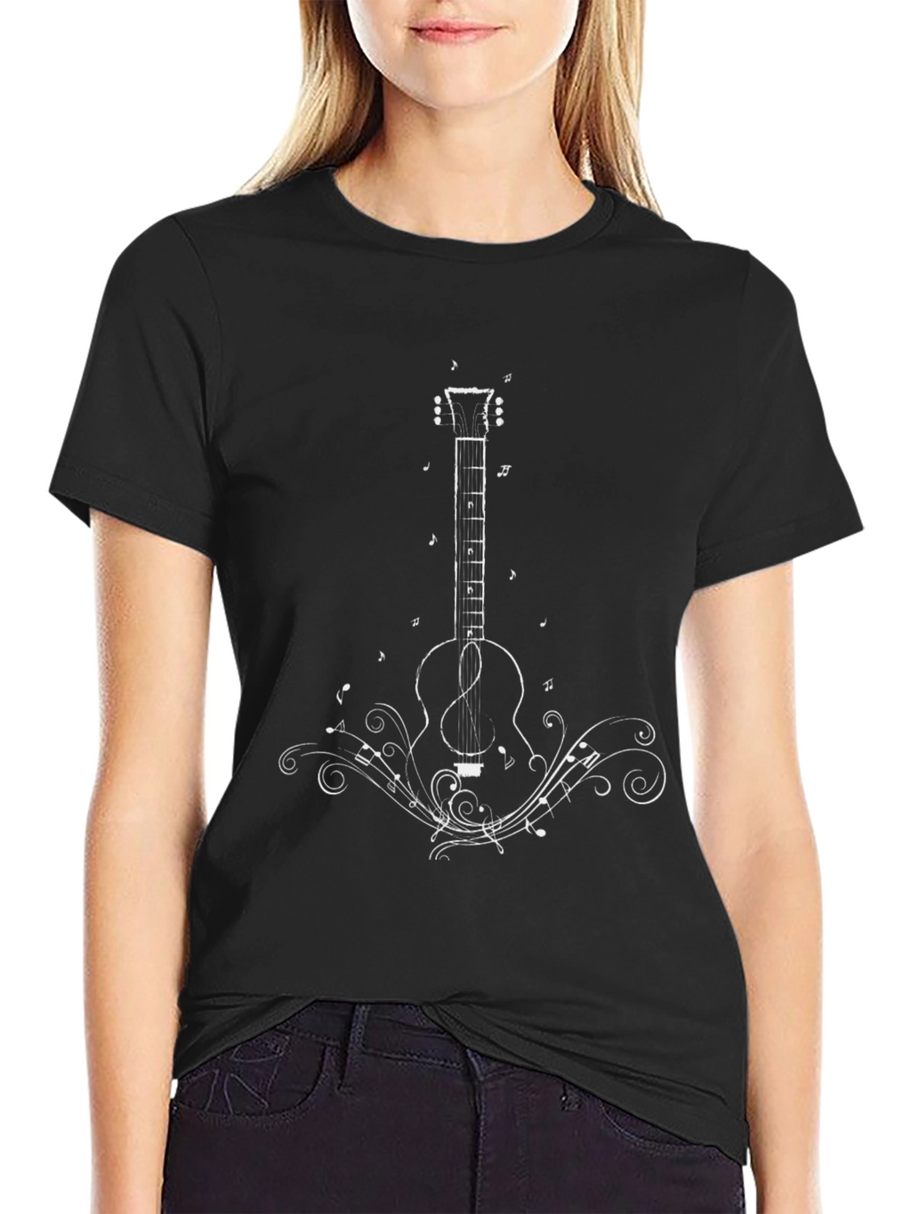 Guitar Music T-Shirt - Black Cotton Blend Tee