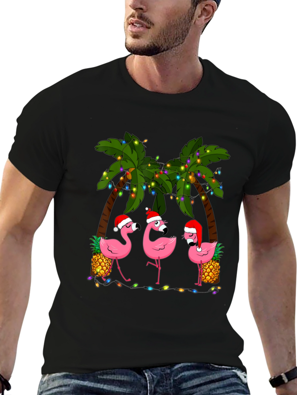 Festive Flamingo T-Shirt: Tropical Holiday Style