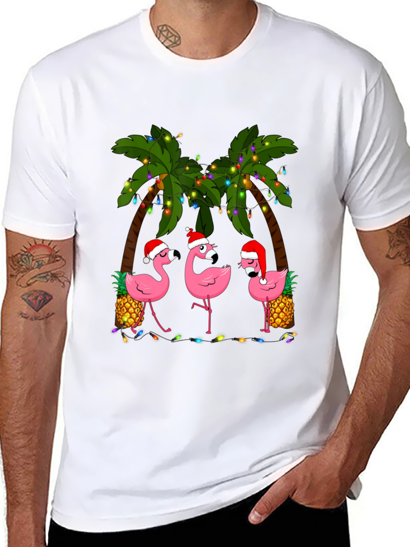Festive Flamingo T-Shirt: Tropical Holiday Style