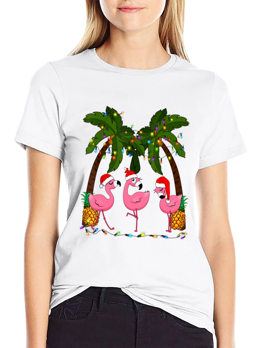 Festive Flamingo T-Shirt: Tropical Holiday Style